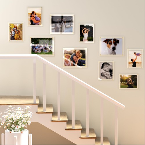 8.5x11 Acrylic Picture Frame for Wall, Clear Diploma Frame, No Drill Floating... - Picture 6 of 8