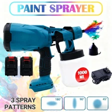 High Pressure Cordless Paint Sprayer Electric Airless HVLP Spray Gun w/2 Battery