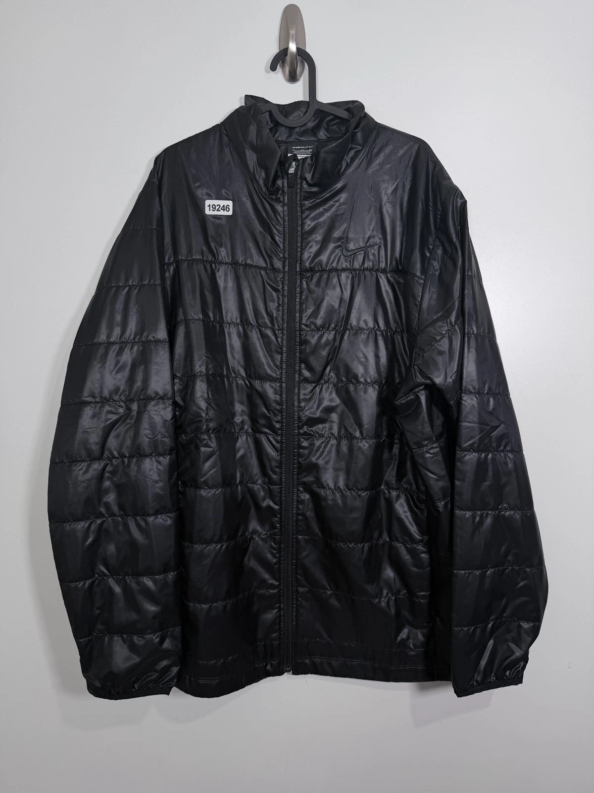 Nike Golf Mens Full Zip Mockneck Quilted Puffer Jacket Black Sz XL 22.5x31.5
