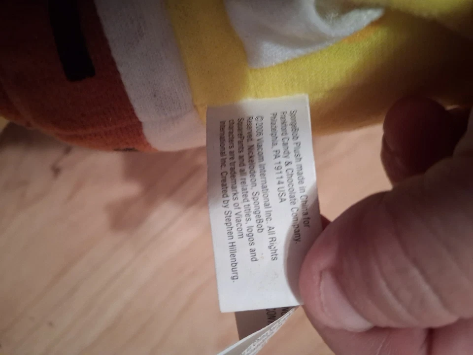 Sponge bob Square pants 12" Plush with Hat Easter Bunny Rabbit Ears Viacom 2006 - Image 4 of 4