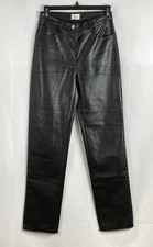 Wilfred Women's Melina Pants Black Faux Leather High Rise Straight Leg Size 2