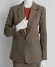 DKNY Women's Brown Metallic-Threaded Single-Button Blazer Size 6