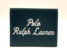 NEW - Polo Ralph Lauren Debossed White Lettering Leather Card Case Wallet GREEN