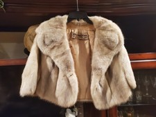 Vintage Beige Mink Real Fur Shawl Cape Custom Made Size S