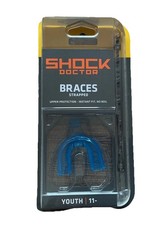 NEW Shock Doctor Braces Blue Strapped YOUTH 11- Mouth Guard Mouthpiece 4101Y