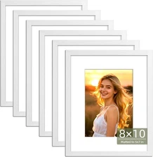 Happyhapi 8X10 Picture Frame Set of 6, 8X10 White Picture Frame Display Pictures