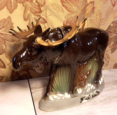 Vintage Ezra Brooks Moose Decanter 1972, Collectible Whiskey Bottle