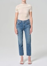 Agolde Riley High Rise Straight Crop Mom Jeans Womens 26 Button Fly Minimalist