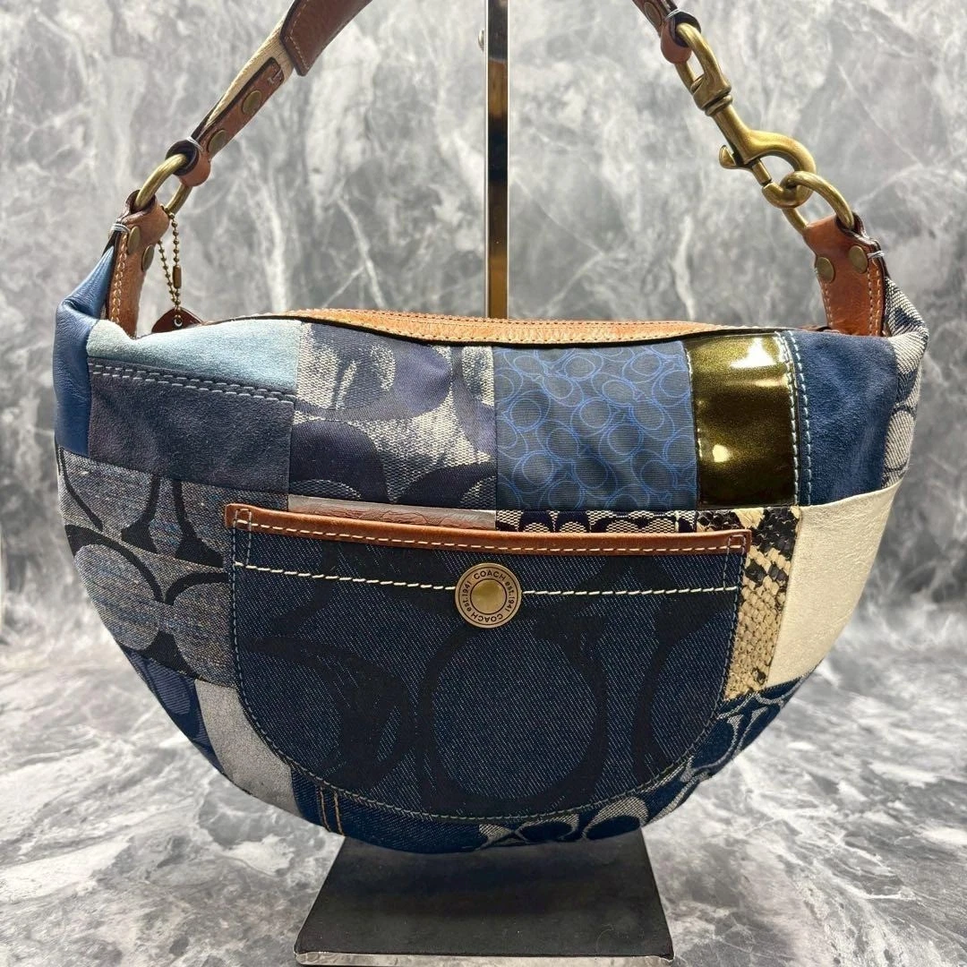 Coach Patchwork Zip Denim Exterior Bags & Handbags for Women for
