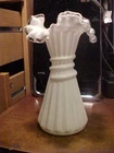 Vintage 7 3/4" Fenton Milk Art Glass Silver Crest Double Crimped Edge WHEAT Vase