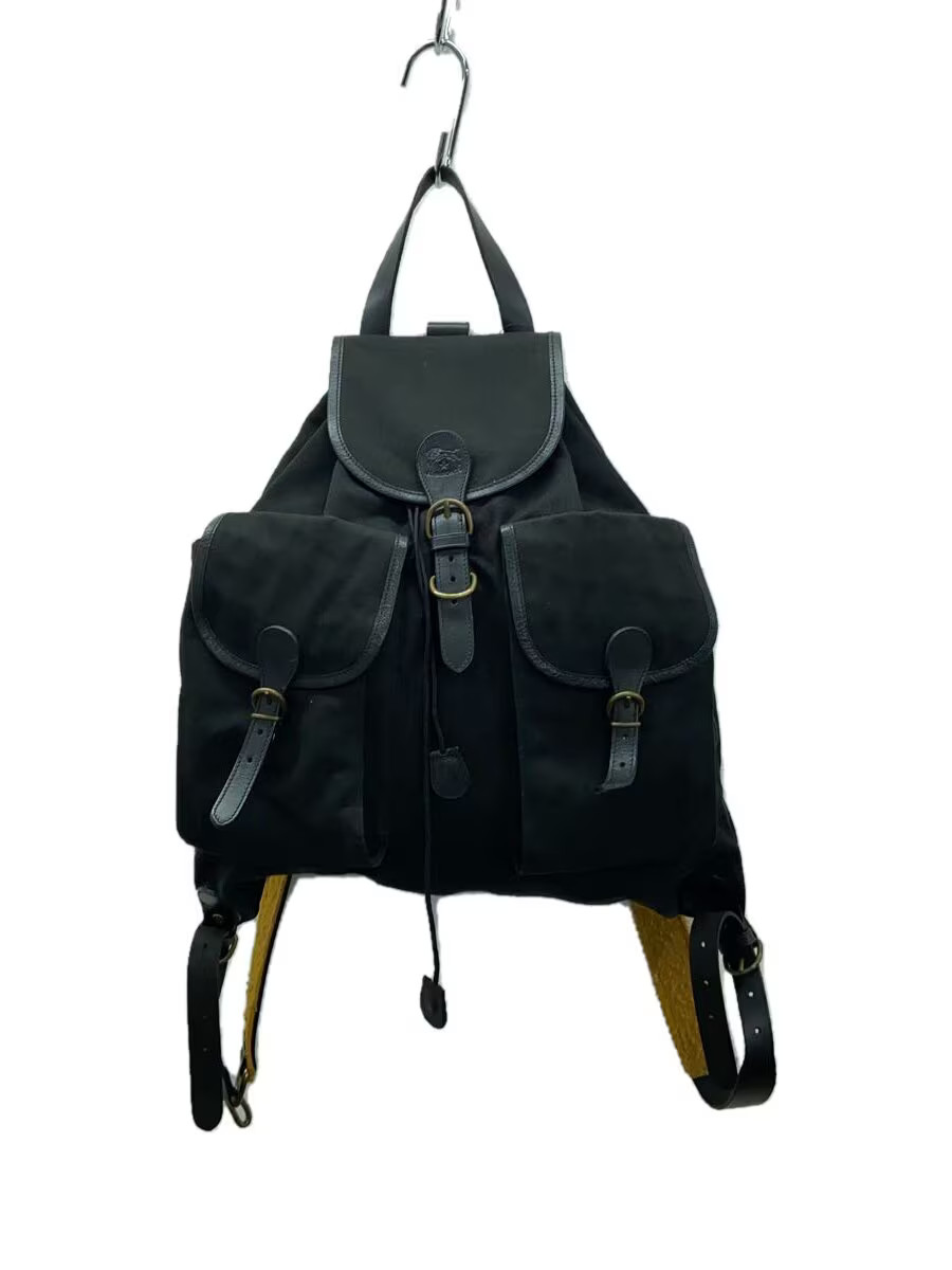 IL BISONTE Snap Drawstring Backpack Canvas Black - image 1