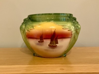 ANTIKE FOLEY FAYENCE GROSSE JARDINAIRE VON WILEMAN & CO. MADE IN ENGLAND UM 1900