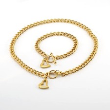 Fashion Heart Shape Stainless Steel Titanium Steel Plating Bracelet Necklace
