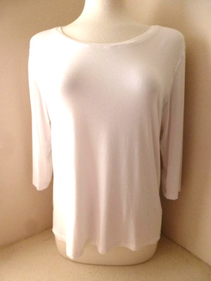 RipSkirt T Shirt Women XL White Modal Stretch 3/4 Sleeve Lightweight Top Minimal