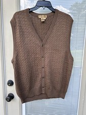 Tricots St Raphael COLLECTION Men  s Cable Knit Sweater Vest Merino Wool SIZE L