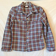 Vintage 60s 70s Billy The Kid Snap Button Plaid Flannel Shirt Jacket L Kid Youth
