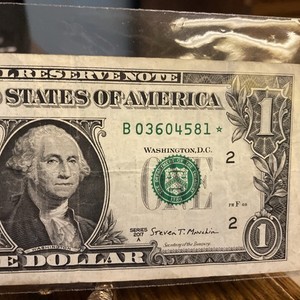 Low Serial # Washington StarNote $1 2017 A One Dollar 💸 D 03604581* Free 🪙