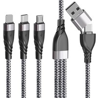 5In1 Multi Usb Ladekabel Typ C Micro Usb Schnellladekabel 1,2M Grau