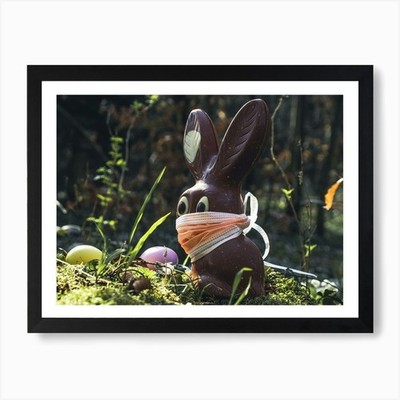 Osterhase im Wald Kunstdruck gerahmtes Wandbild Poster Leinwanddruck Bild
