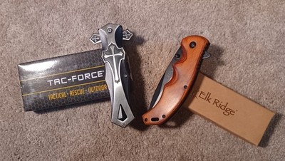 TAC-FORCE & Elk Ridge Custom Lockback Knives, Both Mint W/ Boxes