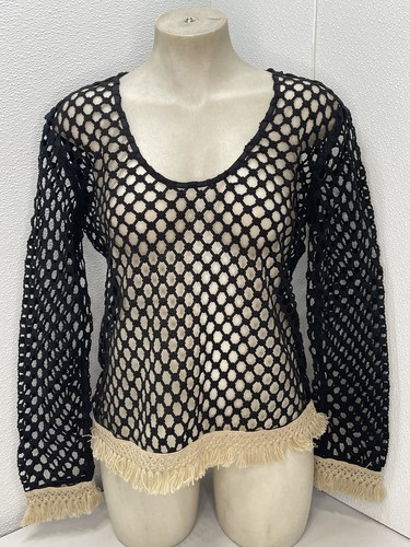 By Malene Birger Women's Top Cymbeline Crochet Open Knit Size 40/US 10 Black