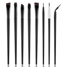Eyeliner Brush Set, 8 Pcs Angled Flat Gel Eyebrow Precision Fine Black