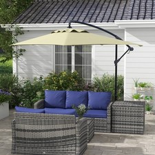 Image of 3 m Cantilever Banana Parasol with Cross Base, Crank Handle, 6 Ribs