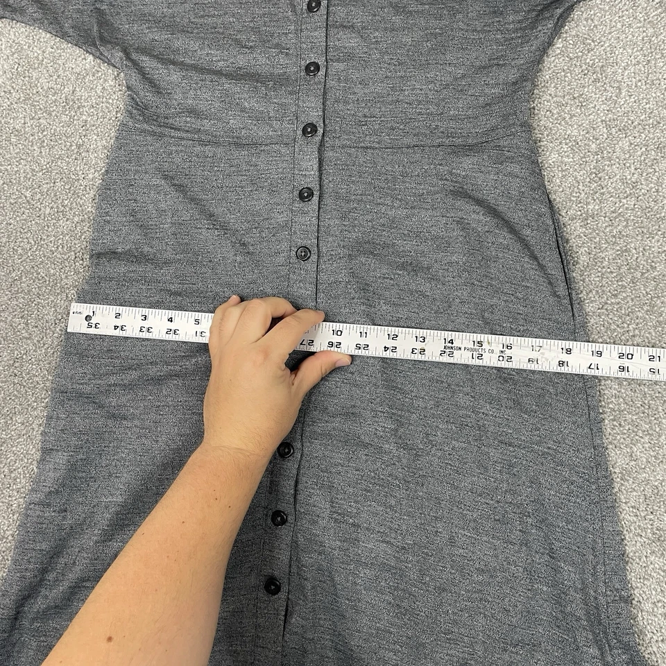 Vestido feminino Wool& Wooland Bria M Merino lã botão frontal manga curta designer - Imagem 3 de 4