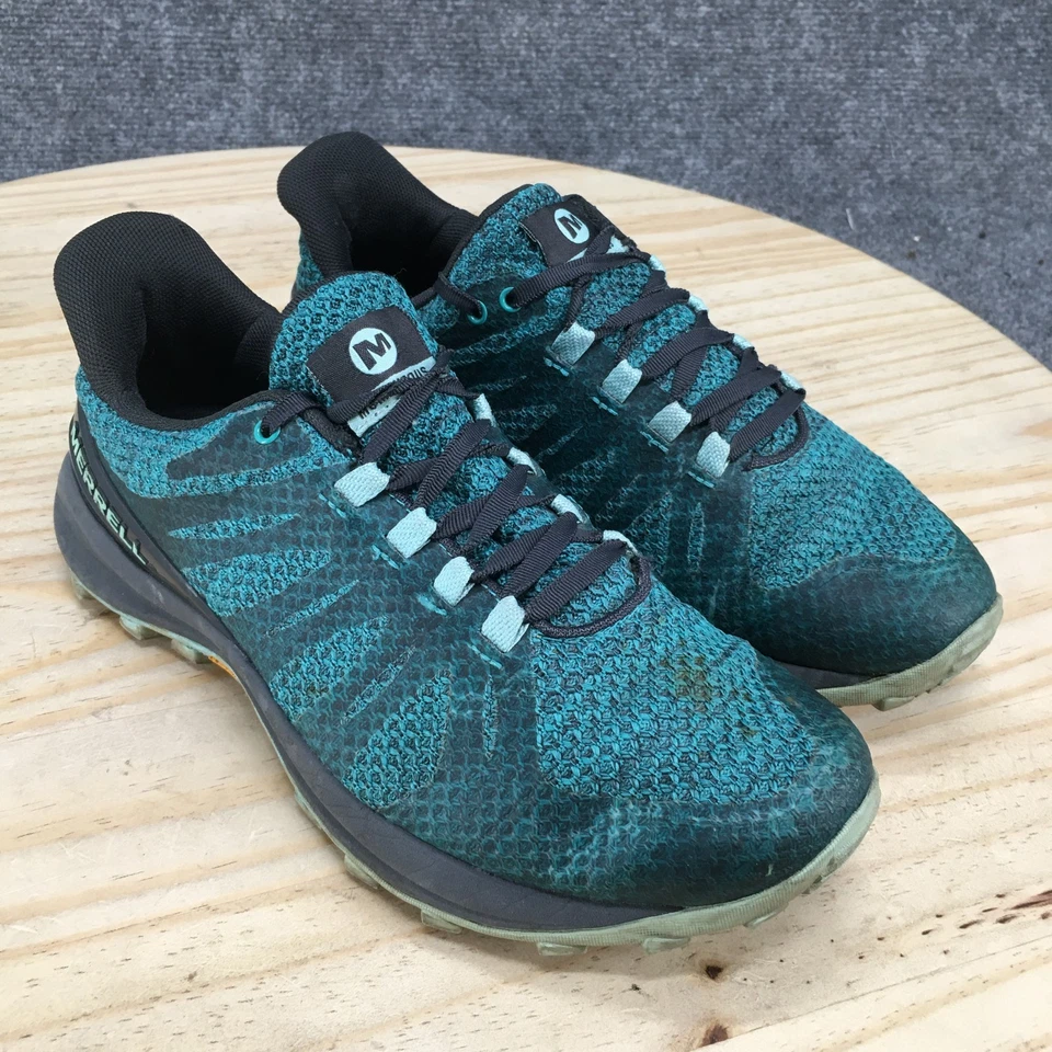 Merrell Zapatos Mujer 7.5 Momentosos Tenis para Correr Verde Azulado Con Cordones Parte Superior Baja J62332 Foto 3 de 4