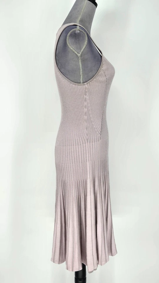 Catherine Malandrino 毛衣连衣裙女式中号灰色罗纹针织弹力背心 — 第 4/4 张图片