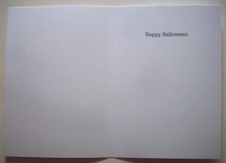 Dog puppy scared by craved pumpkin Halloween Greeting  Card - Image 2 of 3