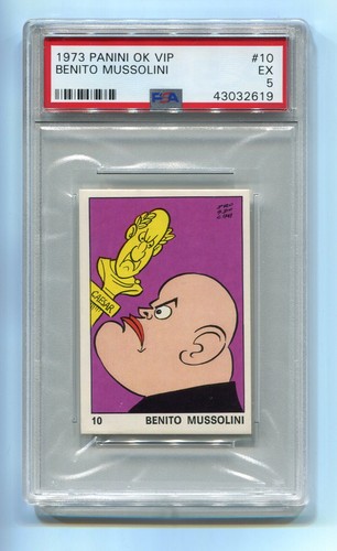 1973 Panini OK VIP 10 Benito Mussolini PSA 5 Italian Prime Minister card sticker