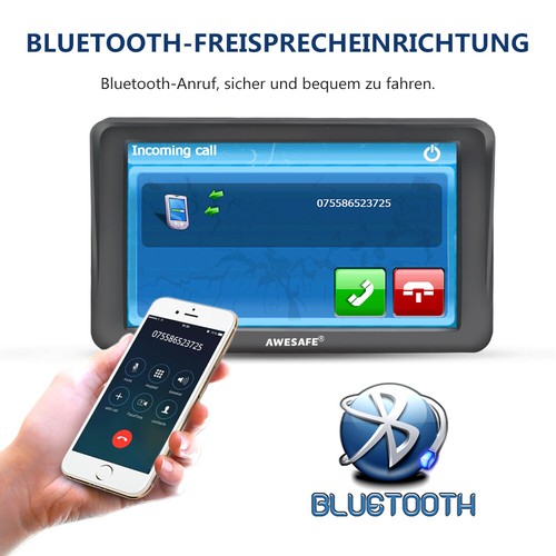 7“AWESAFE LKW PKW Navigationsgerät GPS Navi Navigation mit Bluetooth Europakarte - Bild 3 von 7