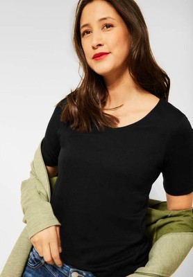 Street One Basic Kurzarmshirt Für Damen – Weicher Baumwoll-Modal-Mix, Normale Passform | Lässiges Basic Top Für Jeans Oder Büro