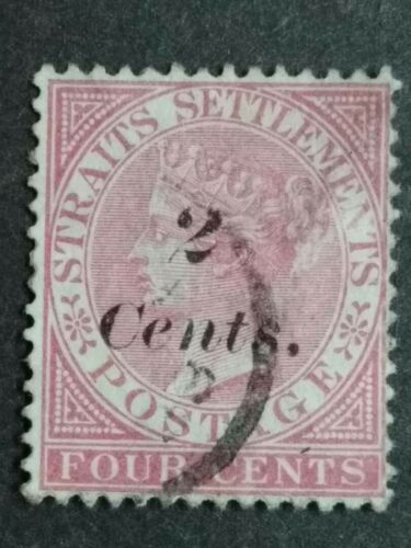 Straits Settlements 1883 Queen Victoria Overprint 2 Cents On 4c Rose - 1v Used - Picture 1 of 2