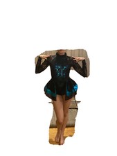 Jazz/tap costume, Turquoise and Black, short Leotard
