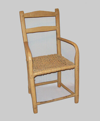 Antique Vtg Early 19th C 1830s Slat Back Youth Arm Chair Open