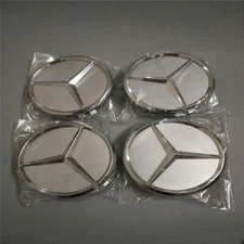 4 x 75mm Matte Chrome Emblem Fit For Mercedes Benz C E S Center Wheel Hub Caps