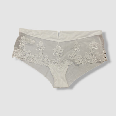 $45 Simone Perele Women's White Saga Tattoo Lace Boyshorts Panty Size 4
