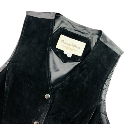 Pioneer Wear Men's 100% Suede Leather Vest Black   XL