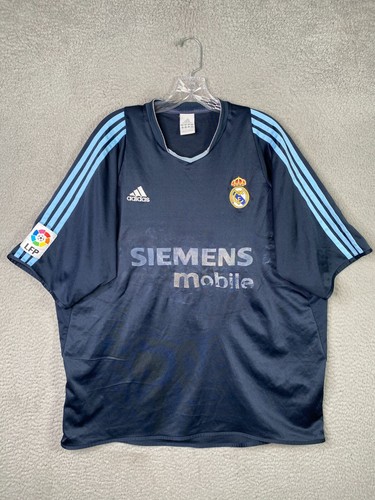 Adidas Real Madrid 2003/04 Away Jersey Mens XL Blue Short Sleeve Soccer - 第 1/18 張圖片
