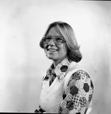 Vintage Negative B&W Med Format 1970's Yearbook Photo Teen Girl Glasses #407