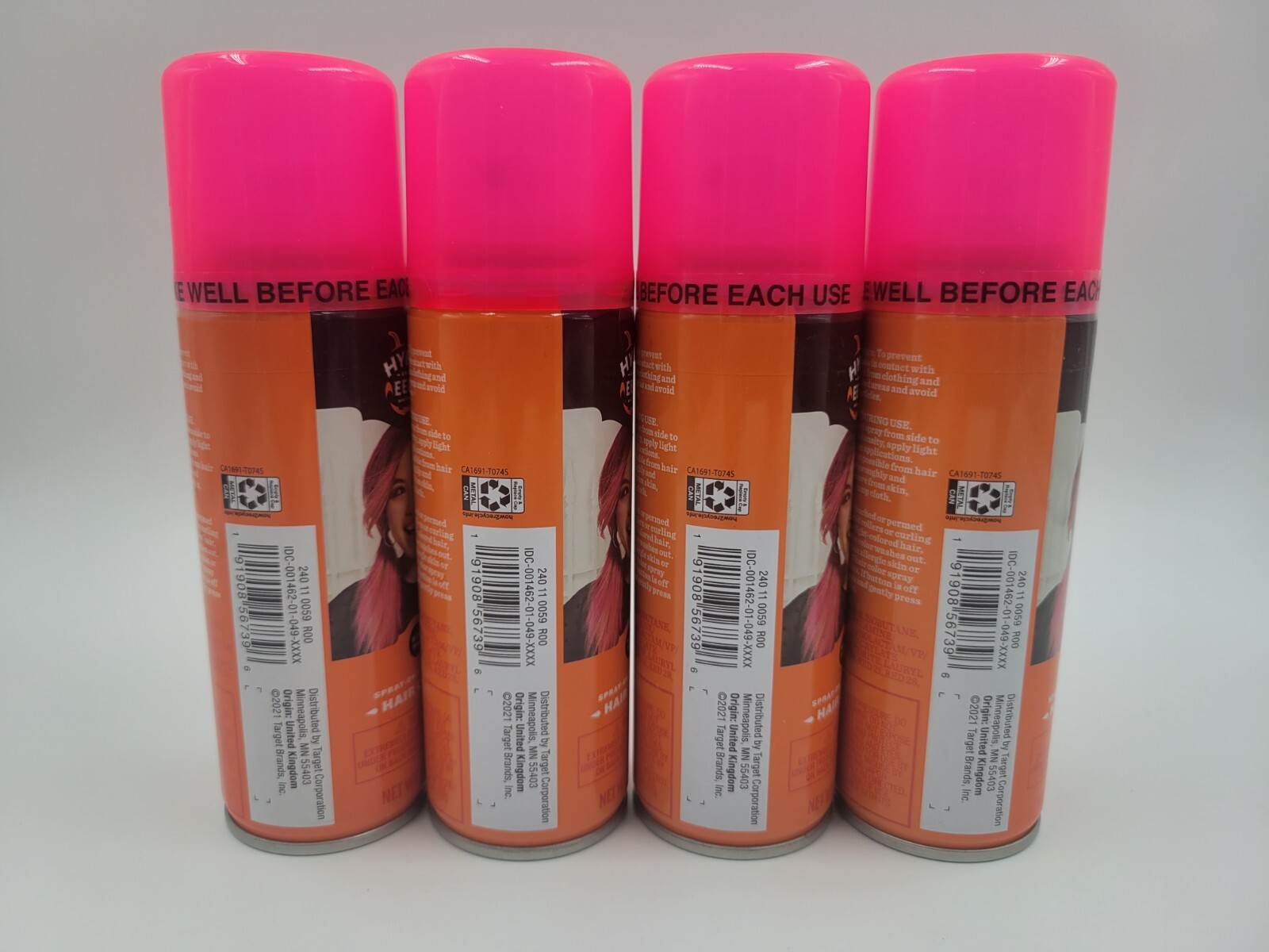 Hyde and EEK! Boutique Spray on Temporary Pink Hair Color Lot Of 4