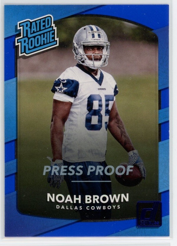 【NOAH】 ★ FOOTBALL TOP ★ BLUE & DARK BROWN 2017 Panini Donruss Football Noah Brown Blue Press Proof