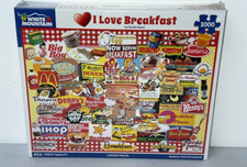White Mountain I Love Breakfast Jigsaw Puzzle 1000 Pc Larger Pieces 24 x 30 New 