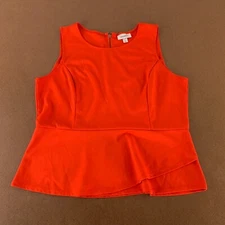 Dressbarn Women's Size XL Red Sleeveless Tulip Hem Peplum Blouse