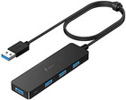 USB Hub 3.0 Splitter with 4ft Extension Long Cable Cord, 4-Port Ultra-Slim Multi
