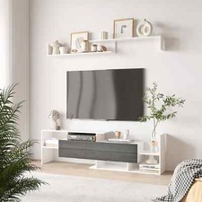White Grey Living Room Furniture Set Entertainment Unit TV Stand Cabinet SHELVES