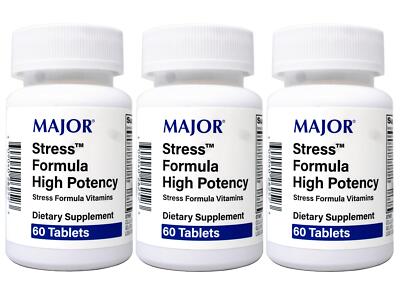 Major High Potency Stress Formula Vitamins Dietary Supplement 60 Tablets 3 Pack