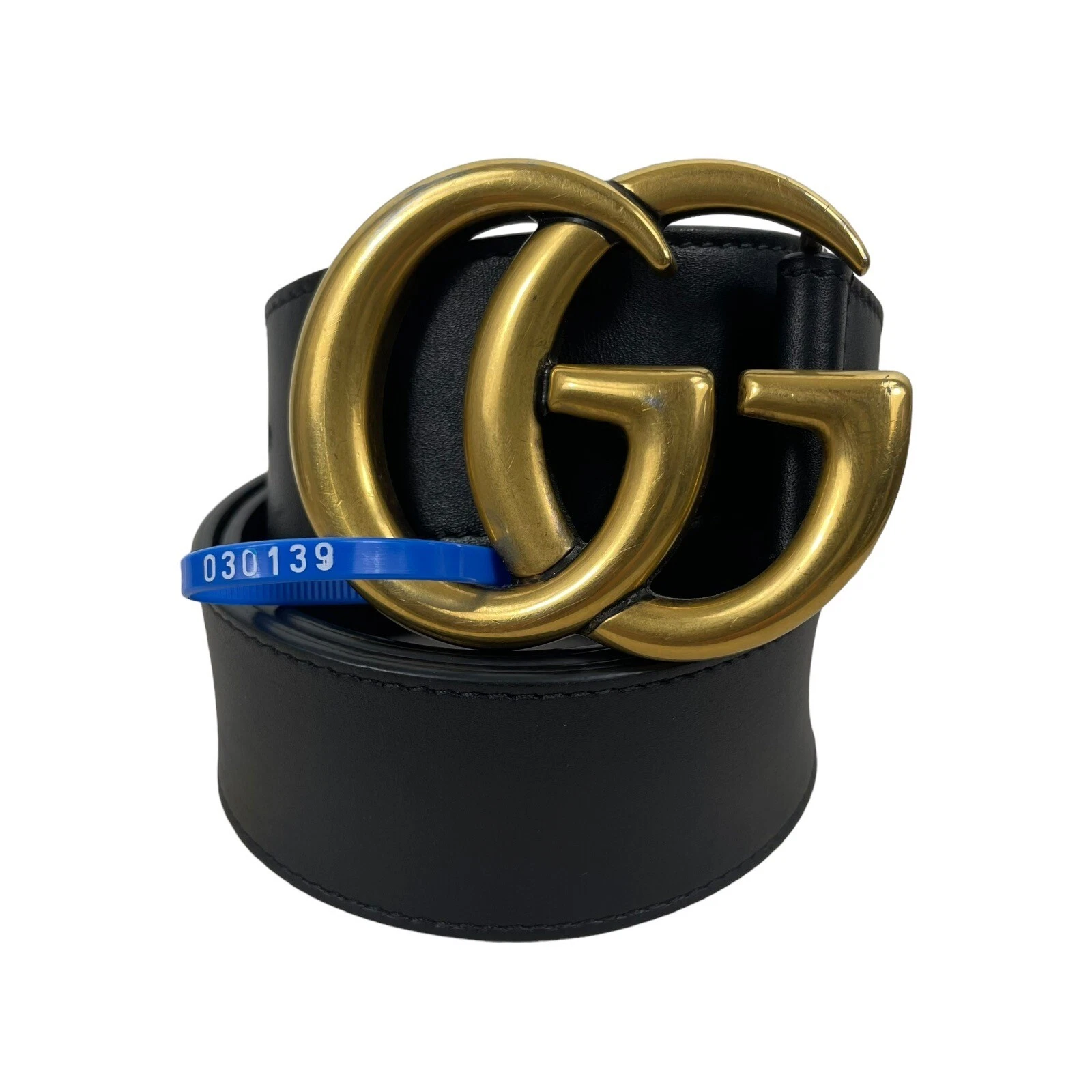 Gucci GG Marmont 2015 réédition large ceinture boucle dorée noir homme taille 80/32
